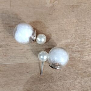 Chic Silver and Pearl Stud Earrings